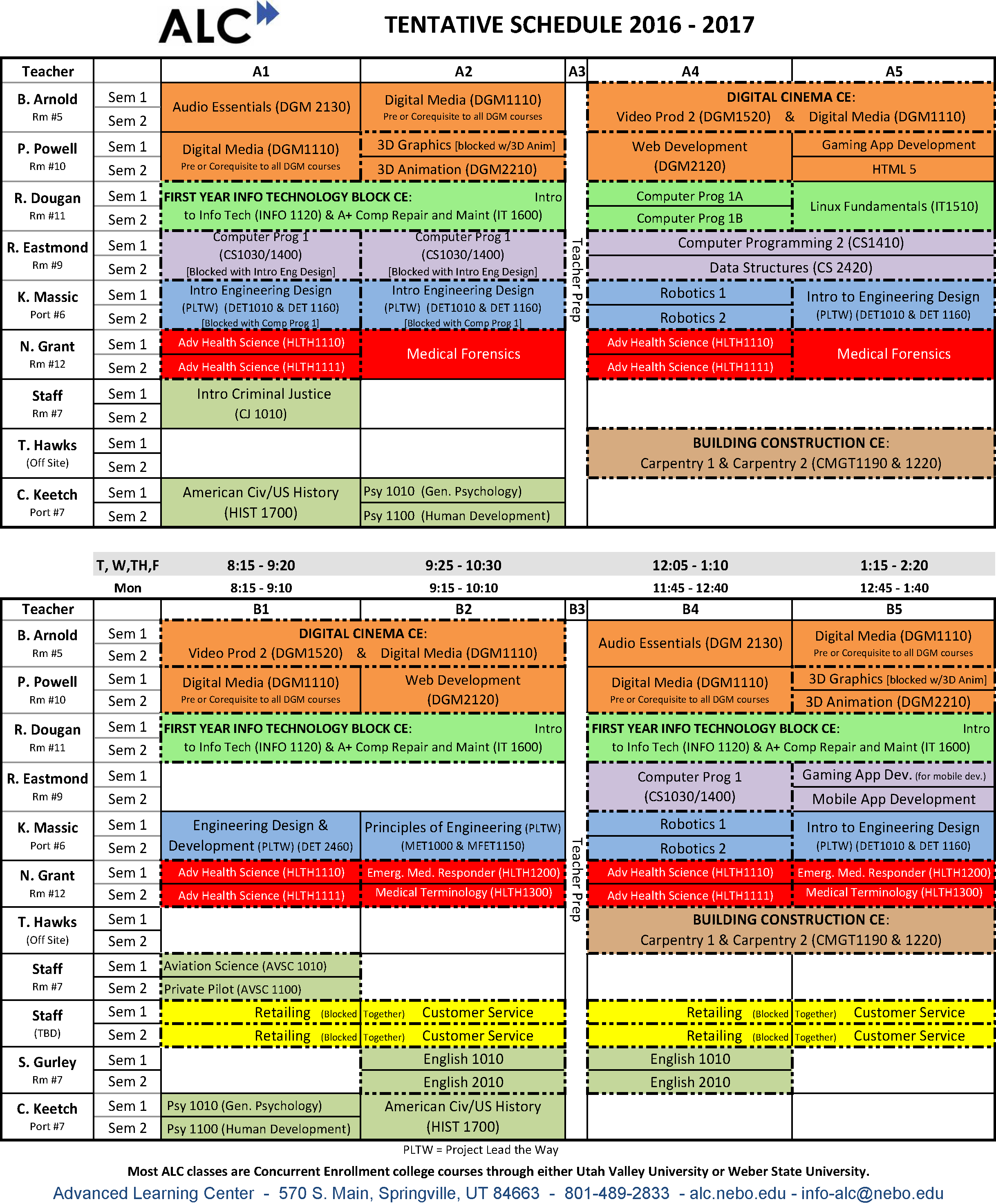 ALC 2016-2017 Class Schedule