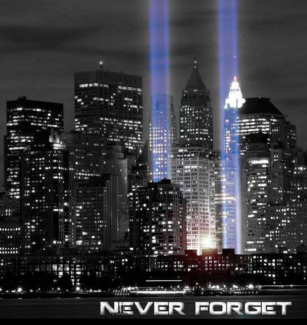 9/11 NEVER FORGET picture of twin towers